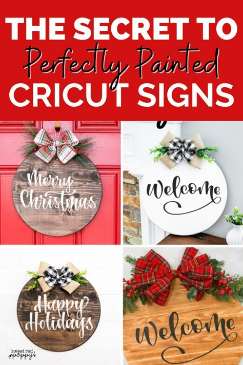 Learn My Secrets to Making Perfectly Painted Wooden Signs Without Paint Bleeding Using Cricut Made Vinyl Stencils. Wood Signs With Cricut, Signs With Cricut, Grinch Designs, Cricut Stencil Vinyl, Custom Christmas Shirts, Holiday Wood Sign, Selfie Filters, Poppy Craft, Cricut Signs