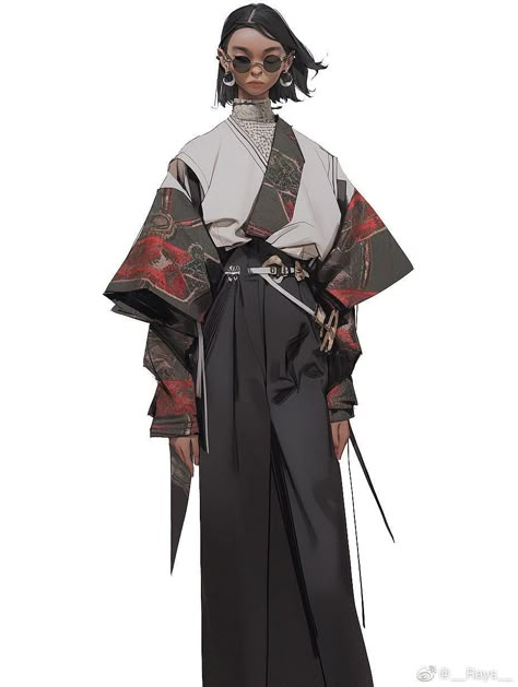 Samurai Clothing, Cyberpunk Outfit, Shadow Warrior, Cyberpunk Fashion, Dope Cartoon Art, Black Anime Characters, Character Design References, Art Characters, Creature Design