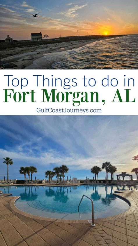 Top things to do in Fort Morgan, Alabama including family-friendly fun, hiking trails, Beach, the fort, fishing, restaurants and so much more Ft Morgan Alabama, Fort Morgan Alabama Things To Do, Fort Morgan Alabama, Gulf Coast Vacations, Alabama Vacation, Vacation 2024, Alabama Beaches, Dauphin Island, Fort Morgan