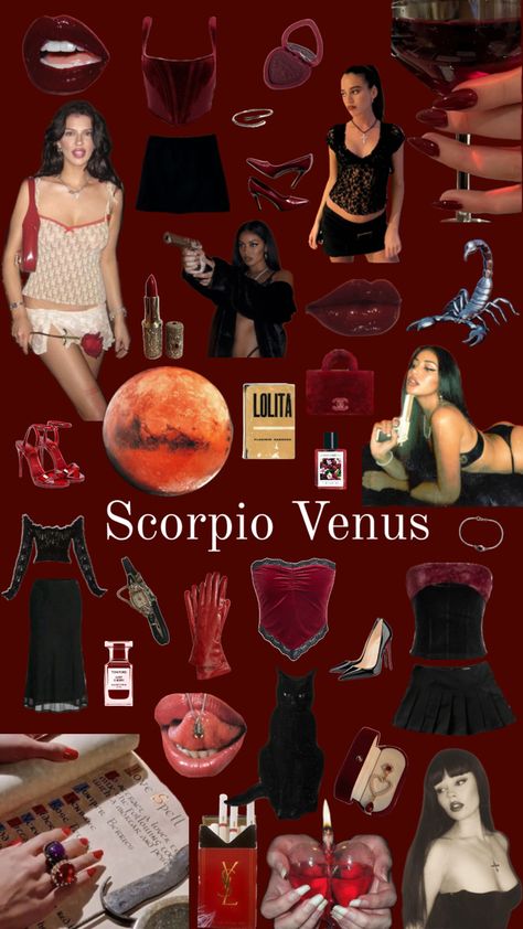 Scorpio In Venus Outfits, Scorpio Zodiac Outfits, Venus In Scorpio Style Outfits, Venus Sign Scorpio Style, Scorpio Venus Aesthetic Outfits, Scorpio Clothes Aesthetic, Scorpio Lilith Aesthetic, Scorpio In Venus Style, Scorpio Venus Makeup