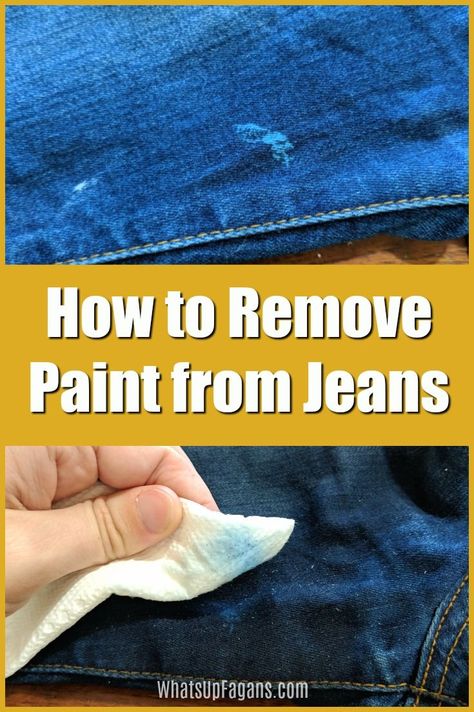 A step-by-step tutorial on how to get paint out of jeans with pictures and video! Here's how to remove acrylic paint from jeans even if it's dried paint! #stains #stainremoval #laundry #jeans #paintstain #paint #painting #cleaningtip #cleaninghack #laundrystain Remove Acrylic Paint, How To Remove Paint, Painting Jeans, Homemade Toilet Cleaner, Remove Acrylics, Paint Removal, Clean Baking Pans, Remove Paint, Cleaning Painted Walls