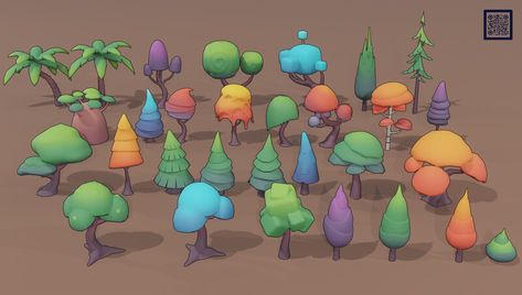 ArtStation - Stylized Low Poly Trees Pack 01 Stylized Low Poly, Game Art Environment, Indie Game Art, Low Poly Games, 3d Tree, Paint Brush Art, Isometric Art, Art Landscapes, Blender Tutorial