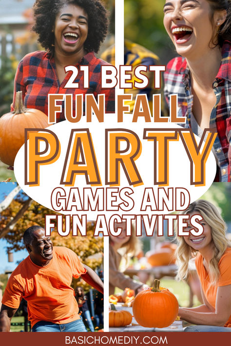 Find the best fun fall party games and activities for all ages including kids, adults, teens, toddlers, preschoolers, and senior citizens! Perfect for backyard parties, school events, fall festivals or outdoor party ideas, these creative and unique ideas include classic autumn games like a scavenger hunt, pumpkin bowling, apple bobbing, pumpkin toss, printable fall games and charades for all ages. Make your autumn party unforgettable with these fun fall game and activity ideas. Fall Fest Activities For Adults, Backyard Fall Festival Ideas, Fall Backyard Party Games, Fall Festival Games For Senior Citizens, Teen Fall Party Games, Fall Fest Games For Adults, Fall Outdoor Games For Adults, Fun Fall Games For Adults, Kid Party Games Outdoor Fall