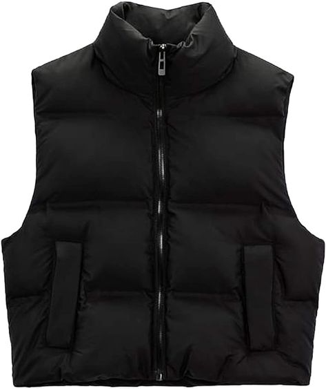 Winter Crops, Quilted Outerwear, Sleeveless Puffer, Crop Vest, Where To Buy Clothes, Quilted Puffer Vest, Black Puffer Vest, Outwear Women, Short Vest