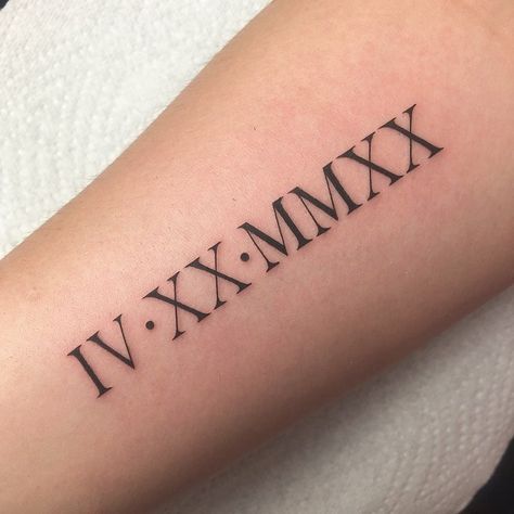 Roman Numeral 7 Tattoo Fonts, Tattoo Fonts Numbers Roman Numerals, Roman Times Tattoo, Roman Numeral Tattoo Styles, Tattoo Of Roman Numerals, Roman Date Tattoo Ideas, Fonts For Roman Numeral Tattoo, Tattoo Roman Numeral Fonts, 30 Roman Numeral Tattoo