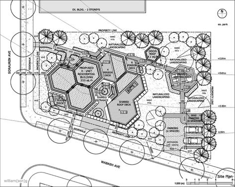 william(son)g - PHASE THREE Hexagonal Architecture, Green Roof Benefits, Hexagon House, Site Plan Design, Architecture Site Plan, Green Roof System, Landscape Architecture Plan, Site Plans, Concept Diagram