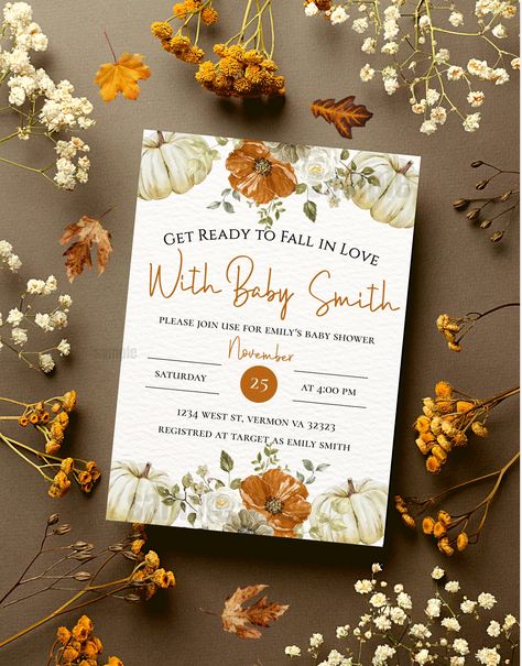 Fall Baby Shower Boy Theme, Fall In Love Baby Shower Invitations, November Baby Shower Themes Boys, Baby Sprinkle Fall Theme, Baby Shower Themes Boy Fall, Autumn Theme Baby Shower Ideas, Baby Boy Shower Themes Fall, Baby Shower In November Ideas, September Baby Shower Ideas Boy