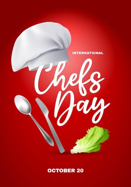 Chef Day International, International Chef Day, Chef Day, Chef Poster, Chef Character, Red Lobster, Lettuce Leaves, Design Hack, Chefs Hat