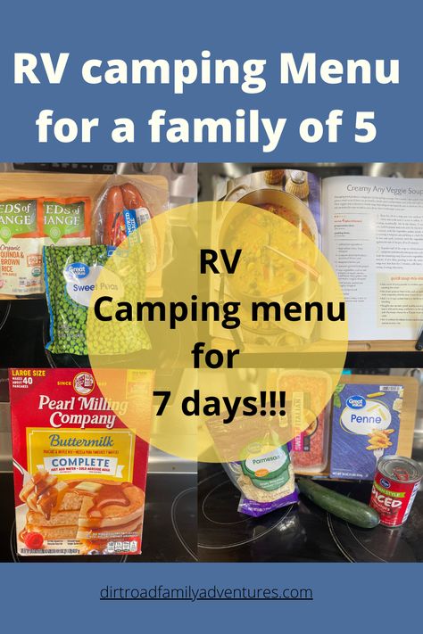 We are a family of 5. This is what we ate while we were camping in Leadville for a week. Our RV camping menu isn’t fancy, nor is it complicated. Rv Food Ideas, Camping Grocery List, Camping Trip Food, Camping Meal Planning, Camping Food List, Camping Menu, Camping Lunches, Camping With Toddlers, Camping Snacks