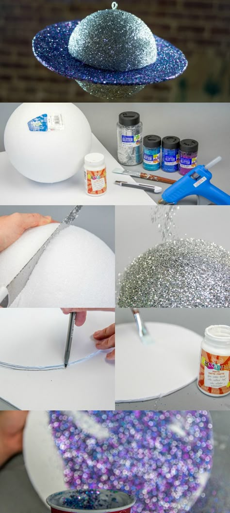 Planet Diy Crafts, Out Of This World Float Ideas, Styrofoam Planets Diy, Diy Spaceship Decoration, 3d Saturn Planet Project, Outer Space Party Decorations Diy, Space Themed Party Decor, Space Decorations Galaxy Diy, Space Theme Party Decorations Diy