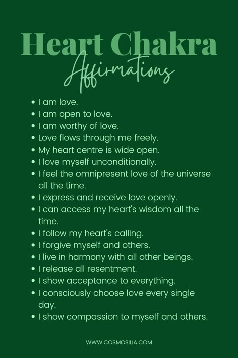 Heart Chakra Affirmations Chakra Healing Meditation, Chakra Health, Chakra Work, Heart Chakra Healing, Chakra Affirmations, Healing Affirmations, Energy Healing Spirituality, Chakra Yoga, Daily Positive Affirmations