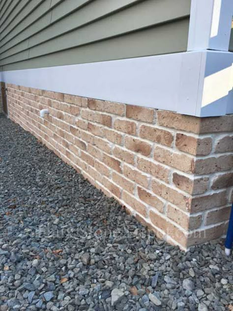 Some great use of faux brick siding sheets covering a skirting area #fauxbricksiding #bricksiding House Skirting, Mobile Home Skirting, Fake Brick, Deck Skirting, Chicago Brick, Mobile Home Exteriors, Faux Brick Panels, Brick Siding, Faux Brick Walls