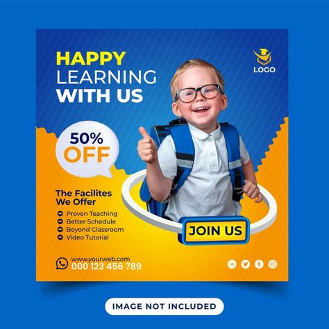 Educational Social Media Post, Admission Post, Banner School, School Social Media, School Post, Education Flyer, Pre Primary School, Education Banner, Digital Advertising Design