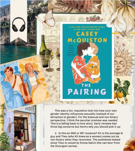 𝗔𝗟𝗖 𝗥𝗘𝗩𝗜𝗘𝗪 ⭐️⭐️⭐️⭐️ 📚 The Pairing —by Casey McQuiston [Aug 5, 2024]. The book starts with Theo’s version of the beginning and end of their relationship. Halfway through, the perspective turns to Kit who shares his version of the beginning and end. I loved the switch because you never know what they both think at the same time. You just gotta have faith that love will win in the end. 𝗕𝗟𝗨𝗥𝗕 Theo and Kit have been a lot of things: childhood best friends, crushes, in love, and now estranged ex... The Pairing Casey Mcquiston, Childhood Best Friends, Magical Food, Casey Mcquiston, Time Apart, Queer Books, Restaurants In Paris, Curly Fries, Beginning And End