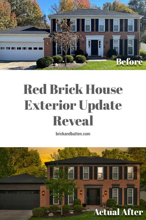 Red Brick Home Exterior, Colonial Brick House Exterior, Brick Colonial House Exterior, Colonial Brick House, House Exterior Update, Brick Colonial House, Nj House, Brick Home Exterior, Orange Brick Houses