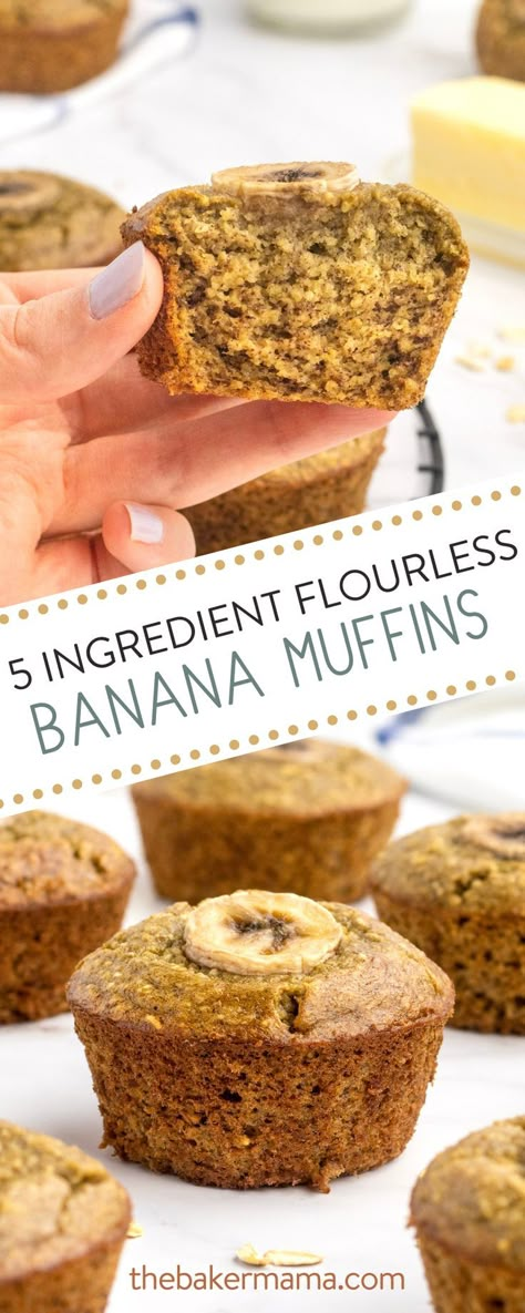 Naturally sweetened with maple syrup, these 5-Ingredient Flourless Banana Muffins are so delicious and moist, they’ll never miss what’s not in them. Flour-free, dairy-free and insanely tasty, you’ll feel great about serving them to your family! Of course, if you want to make truly gluten-free banana muffins, be sure to use gluten-free oats. Either way, the results are YUM. Banana Oat Muffins No Flour, Banana Muffin No Flour, Banana Muffins 5 Ingredients, Flour Free Banana Muffins, Banana Oatmeal Maple Syrup Muffins, Flourless Banana Desserts, Oatmeal Banana Muffins No Flour, Healthy Banana Muffins No Flour, No Flour Muffins 3 Ingredients