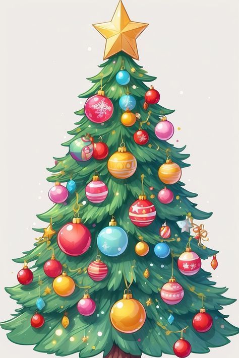 Christmas Tree Illustration, Tree Decoration Ideas, Trendy Tree, Tree Illustration, Magical Christmas, About Christmas, Tree Decoration, Tree Decorations, Christmas Tree Decorations