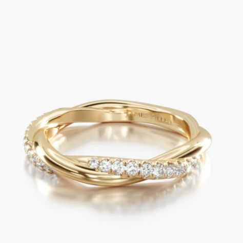 Designed to fit together, side by side, with the same shapes, sizes and setting styles of the wedding ring. A breathtaking inspiration! Women Gold Wedding Band, Simple Yellow Gold Wedding Ring, Wedding Bands For Women Gold, Flat Wedding Rings, Thick Gold Wedding Band, Twisted Wedding Band, Twisted Gold Ring, Wedding Rings And Bands, Twist Wedding Band