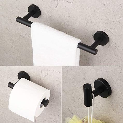 Black Towel Bar, Modern White Bathroom, House Planning, Steel Bath, Towel Holder Bathroom, Black Towels, Bathroom Hardware Set, Stainless Steel Bathroom, Towel Storage