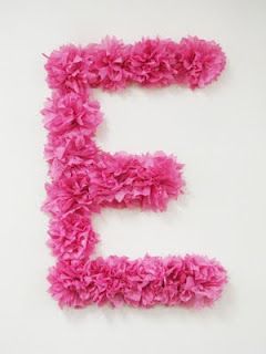 Oh! I think i like this letter idea better! If i do it in pink, it can go up in her room afterwards... Tissue Paper Flowers Easy, Tissue Paper Decorations, Tissue Paper Crafts, Easy Paper Flowers, Parade Float, Tissue Paper Flowers, Flower Letters, Birthday Numbers, Floral Letters