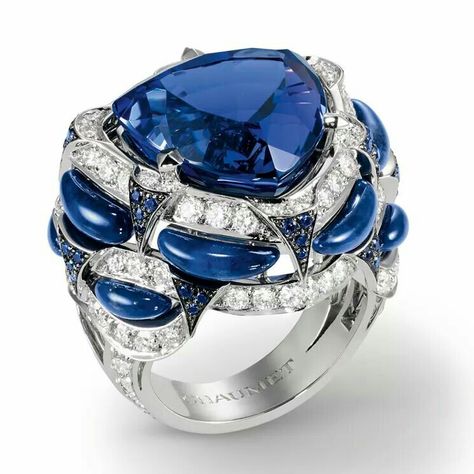 CHAUMET Jewelry Cartier, Titanic Jewelry, Lotus Jewelry, High Jewelry Ring, Tanzanite Jewelry, Round Sapphire, High Jewellery, Jewels Rings, Tanzanite Ring