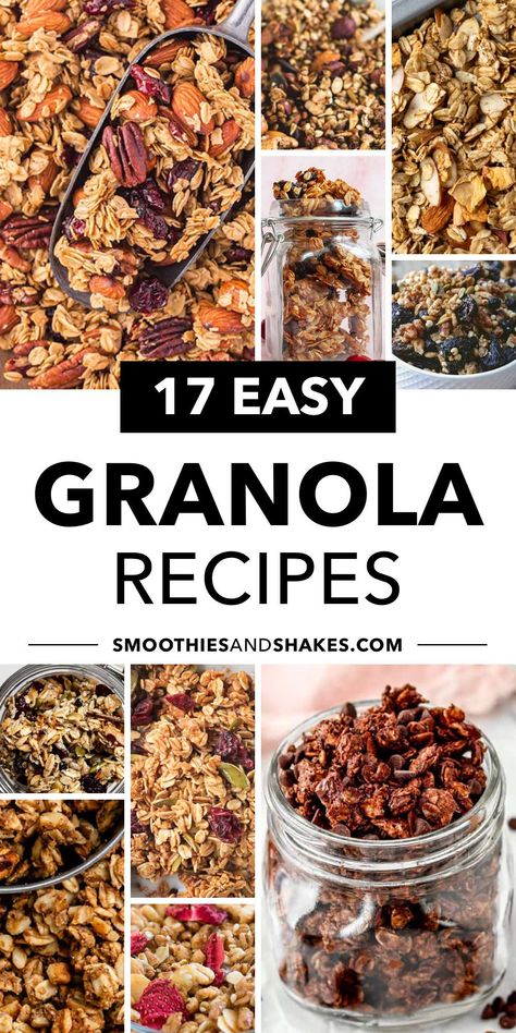 17 Easy Granola Recipes Granola Mix Ideas, Healthy Granola Recipe Clean Eating, Plain Granola Recipe, Quick Oats Granola Recipe, Fixate Granola, How To Make Your Own Granola, Granola Recipes Homemade, Easy Granola Recipe 4 Ingredients, Homemade Soft Granola