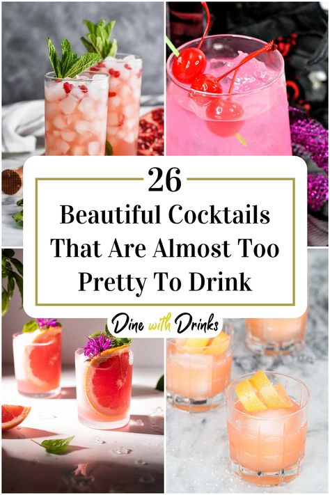 Collage of 4 beautiful cocktails. Creative Cocktails Ideas, Special Cocktails Drink Recipes, Mixology Party Ideas, Best Cocktails For A Party, Specialty Cocktail Recipes, Creative Cocktail Recipes, Delicious Cocktail Recipes, Cocktail Competition Ideas, Fancy Fruity Cocktails