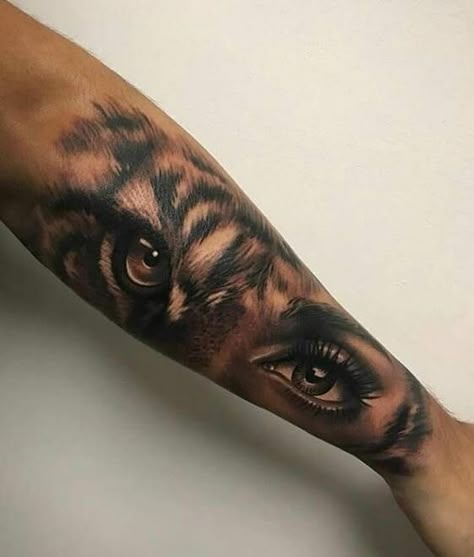 Forearm Tattoos Wolf Eye Tattoo, Tiger Eyes Tattoo, Outer Forearm Tattoo, Cool Half Sleeve Tattoos, Eyes Tattoo, Forarm Tattoos, Forearm Sleeve Tattoos, Forearm Sleeve, Tiger Eyes