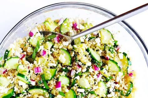 These Make-Ahead Salads Will Make Your Week Easier (and Won’t Get Soggy) | Clean Plates Cucumber Quinoa Salad, Italian Vinaigrette, Cook Quinoa, Make Ahead Salads, Cooked Quinoa, Cucumber Diet, Resep Salad, Gimme Some Oven, Quinoa Salad Recipes