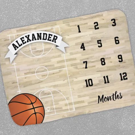 Basketball Sports Boy Milestone Baby Blanket Home Decor Blankets For Boys, Keepsake Gift Ideas, Milestone Blankets, Basketball Baby, Monthly Pictures, Sports Baby, Baby Milestone Blanket, Sports Boys, Baby Boy Blankets