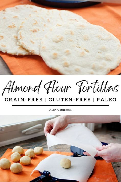 3 almond flour tortillas with a picture showing how to make tortillas at home with a press Diy Almond Flour Tortillas, Tacos Dough Recipe, How To Make Almond Flour Tortillas, Almond Flour Tortilla Recipe Easy, Diy Low Carb Tortillas, Homemade Almond Flour Tortillas, Almond Flour Tortillas 3 Ingredients, Taco Dough Recipe, Almond Tortillas Recipe