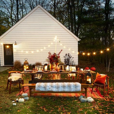 CELEBRATE SEPTEMBER - The Striped Barn Outdoor Thanksgiving Table, Thanksgiving Decorations Table Setting, Thanksgiving Decorations Outdoor, Outdoor Thanksgiving, Fall Dinner Party, Thanksgiving Dinner Table, Table Decorating, Outdoor Dinner, Thanksgiving Table Settings