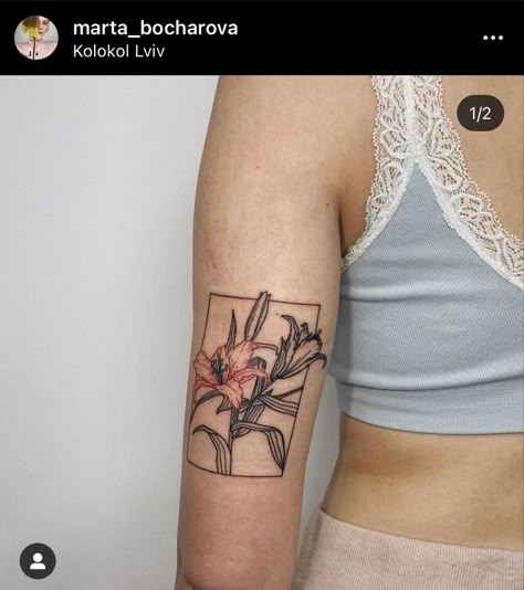 Black Red Tattoo, Black Flowers Tattoo, Red Flower Tattoos, Black Line Tattoo, Cupid Tattoo, Shadow Tattoo, Patchwork Tattoo Ideas, Tattoo Line, Patchwork Tattoo