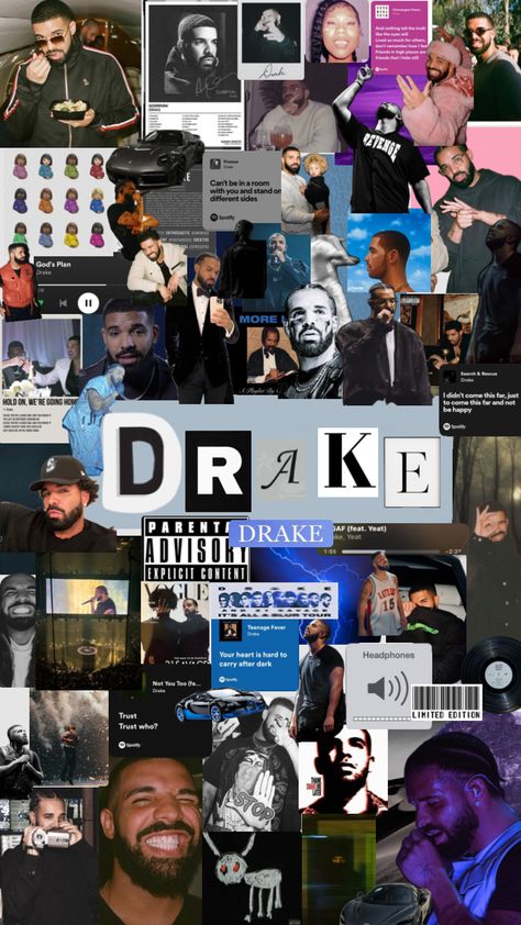 #drake #drakeablums#vibes #music #wallpaper #collage Music Wallpaper Collage, Drake Background, Drake Iphone Wallpaper, Funny Collage, Drake Funny, Drakes Album, Drake Photos, Drake Drizzy, Iphone Wallpaper Music