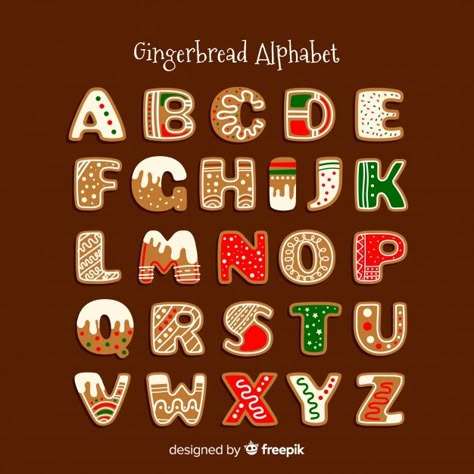 Decorated gingerbread alphabet Free Vector Fonts Google Docs, Gingerbread Alphabet, Nightmare Before Christmas Font, Illustrated Letters, Christmas Fonts Alphabet, Canva Christmas, Fonts Cricut, Alphabet Christmas, Christmas Fonts Free