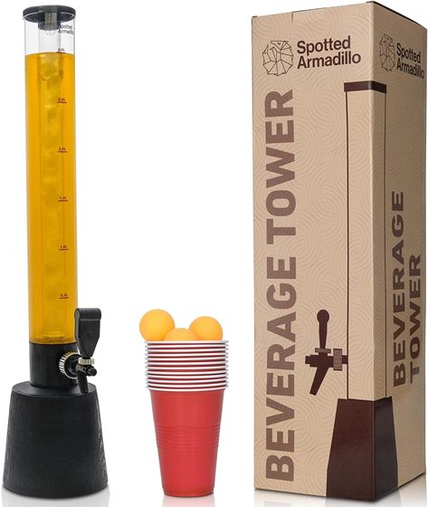 Spotted Armadillo 3L / 101 oz. Beer Tower Dispenser with Ice Tube and B Pong Party Gift Set | Beverage Dispenser for Parties and Gameday | Holiday Gifts (1 Set) Drink Tower, Beer Tower Dispenser, Beer Tower, Beer Dispenser, Memories With Friends, Beverage Dispenser, Raise The Bar, Food Drinks Dessert, Beer Pong