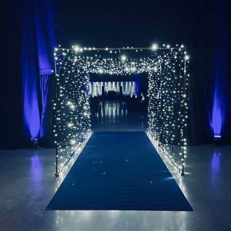 A Starry Night Quince, Night Sky Wedding Theme Under The Stars, Debut Blue Theme Ideas, Prom Themes Starry Night Under The Stars, Night Under The Stars Theme Homecoming, Midnight Blue Decorations Party, Starry Sweet 16, City Of Stars Homecoming, Into The Stars Prom Theme