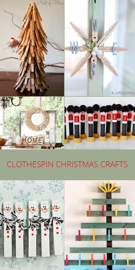 Clothespin Christmas Crafts – Rustic Crafts & Chic Decor Diy Xmas Gifts For Coworkers, Clothes Pin Christmas Crafts, Christmas Crafts Rustic, Clothespin Christmas, Clothes Pin Art, Clothes Pin Ornaments, Clothespin Crafts Christmas, Christmas Craft Diy, Clothespin Diy Crafts