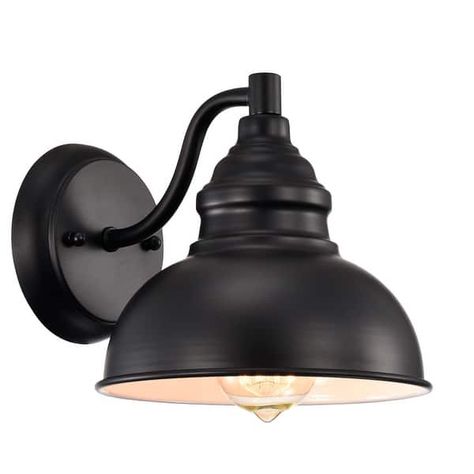 1-light Indoor/ Outdoor Wall Sconce - On Sale - Bed Bath & Beyond - 32468203 Painted Light Bulbs, Indoor Wall Sconces, Steel Lighting, Vintage Bulb, Barn Lighting, Incandescent Lighting, Outdoor Wall Lights, Wall Light Fixtures, How To Make Light