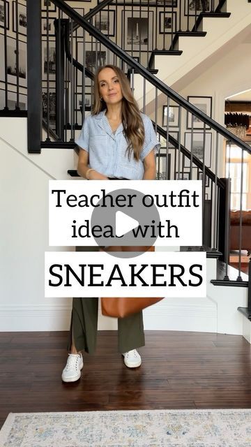 Summer Work Outfits Teacher, Trousers And Sneakers Outfit, Best Shoes For Teachers, Linen Pants Outfits, Professional Teacher Outfits, Teacher Work Outfit, Business Casual Sneakers, White Tennis Shoes Outfit, Casual Teacher Outfit