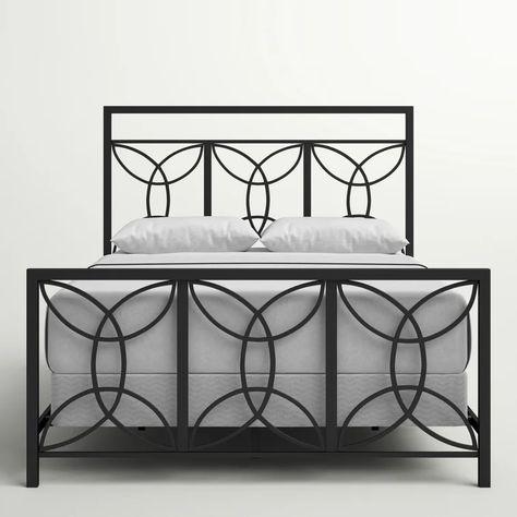 Three Posts™ Myona Queen Low Profile Standard Bed & Reviews | Wayfair Steel Bed Design, Window Grill Design Modern, Gate Designs Modern, Grill Gate Design, Steel Bed Frame, Steel Door Design, Chair Design Wooden, Gate Designs, Balcony Grill Design