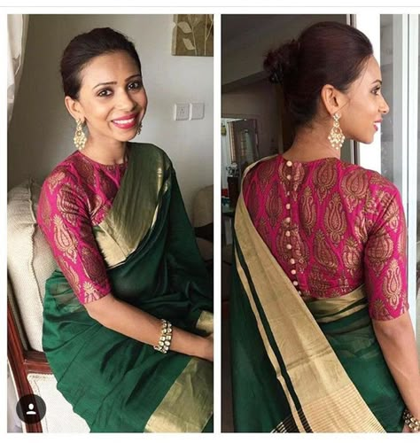 Basic Saree Blouse Design Blouse Stitching Service - Etsy Kenya Brocade Suits Indian, High Neck Blouse Designs, Brocade Suits, Brocade Blouse Designs, Neck Blouse Designs, Blouse Designs High Neck, Sari Design, Suits Indian, Traditional Blouse Designs