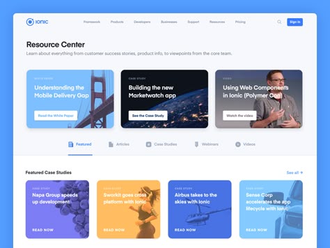 New Resource Center by Ben Sperry Desain Merek, Ui Design Mobile, Ui Design Dashboard, Blog Website Design, Banner Design Layout, Ui Design Website, Design Page, Blog Layout, Web Ui Design