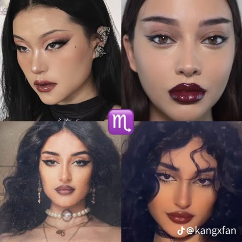 Scorpio Makeup Zodiac, Scorpio Venus Makeup, Scorpio Rising Makeup, Scorpio Venus Aesthetic, Venus Makeup, Makeup Sign, Scorpio Makeup, Venus Scorpio, Rising Virgo