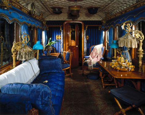 Interior of Queen Victoria's carriage - National Railway Museum | by The Department for Culture, Media and Sport Orient Express Train, Simplon Orient Express, National Railway Museum, Luxury Train, Railway Museum, Movie Set, Neo Victorian, Orient Express, Vintage Train