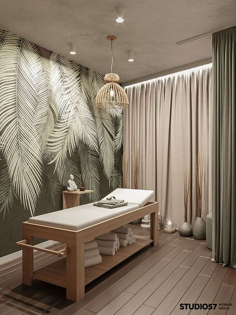 24 Small Space Massage Room Ideas and Decor - GoTinySpace Massage Room Ideas, Spa Room Ideas Estheticians, Spa Room Ideas, Massage Room Design, Spa Massage Room, Massage Room Decor, Home Spa Room, Esthetician Room Decor, Esthetics Room