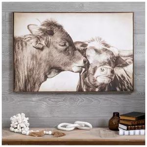 Farm Animals At A Fence Wood Wall Decor | Hobby Lobby | 6008486 Cow Dining Room Decor, Highland Cow Pictures Decor, Highland Cow Pictures, Farmhouse Wall Decor Living Room, Western Living Room Decor, Kiss Canvas, Farm Wall Decor, Cow Kitchen Decor, Cow Artwork