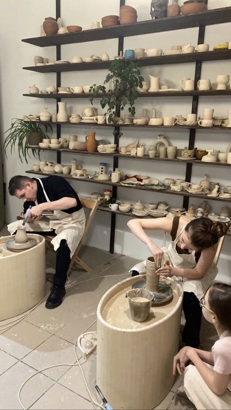 Pottery Workshop Interior Design, Pottery Aesthetic Girl, Amara The Emperor, The Emperor By Runyx Aesthetic, Dante And Amara, Pottery Cafe, Pottery Place, Atelier Design, Ceramic Cafe