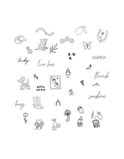 Flash Sheet Tattoo, Zicxa Photos, Lucky Tattoo, Small Girly Tattoos, Muster Tattoos, Small Pretty Tattoos, Flash Sheet, Petite Tattoos, Cute Tiny Tattoos