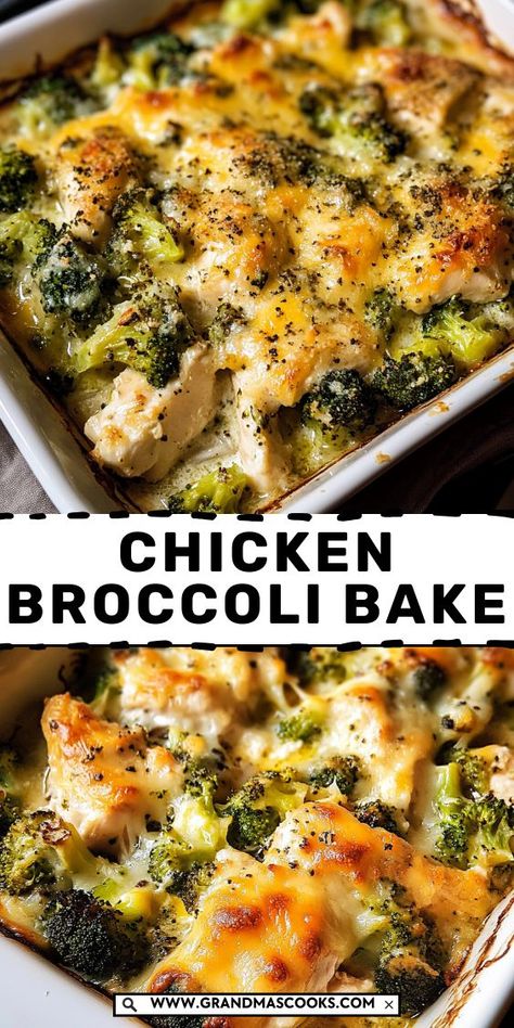 This Chicken Broccoli Bake is the ultimate comfort food! Packed with tender chicken, fresh broccoli, and creamy cheese, it's a wholesome, easy-to-make dinner your family will love. Broccoli Cheese Chicken Bake, Chicken Broccoli And Potatoes One Pan, Quick And Easy Chicken Dinners For Two, Healthy Dinner Oven Recipes, Chicken Bakes Healthy, Chicken Broccoli Dishes, Cream Cheese Chicken Broccoli, Broccoli Casserole With Cream Of Chicken, Easy 1 Dish Dinners